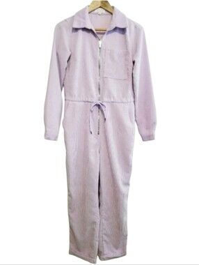 Dancing Leopard Blaze Boilersuit Jumpsuit Front Zip Soft Corduroy in Lilac Color